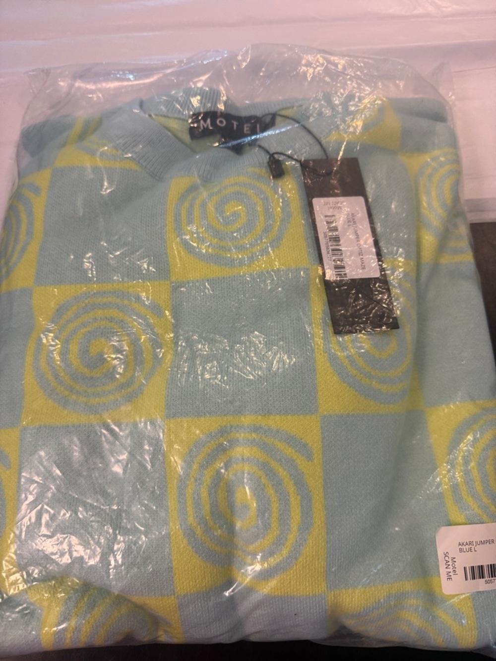Motel Rocks Akari Jumper/crewneck In Optiz Maze Blue NWT SIZE L - Picture 6 of 7